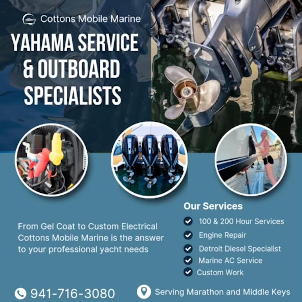 Marine mechanic servicing Yamaha outboards